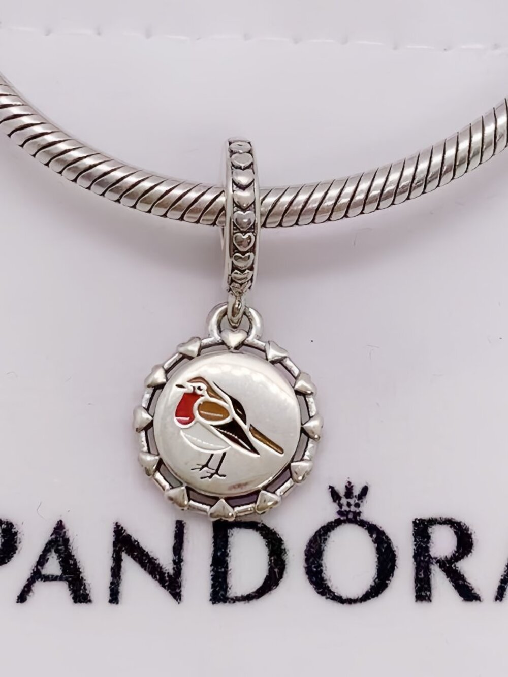 Pandora Engravable Robin Bird Dangle Charm